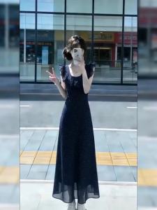 NIUVIES | Đầm Dài Mùa Hè Thắt Eo Đẹp Với Chấm Bi Pháp