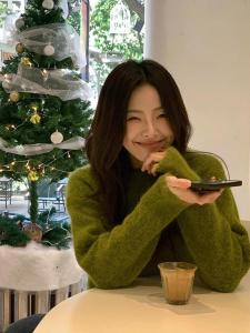Christmas Green Mink Sweater Womens Autumn Winter Fashion Small Size Soft Cozy Overhead Knitted Shirt Sweet Style Long Sleeve