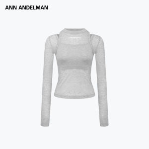 ANN ANDELMAN | Gray Slim Fit Round Neck Long Sleeve Layered Design T-Shirt Women