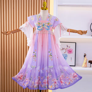Elegant Hanfu Princess Dress for Girls Summer Performance Traditional Chinese Costume Childrens Fashion Fairy Tale Style Outfit