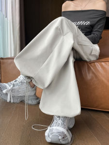 High Waist Wide Leg Workwear Trousers Womens Loose Mountain Climbing Pants Drapey Slimming American Style Floor-Length Pants