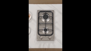 30cm Stainless Steel Gas Hob 2 Gas Burners With Sabaf Burner Cast Iron Pan Support