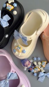 Dép cross sục nữ đế cao 5cm kèm Jibbitz Cina.monroll Mayto sandal quai hậu dễ thương Ulzzang Hàn Quốc CS-19