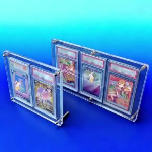 Takara Tomy | 3-Slot Acrylic Rating Trading Card Stand 35PT Thick Ultimate Display for Graded PokemonYu-Gi-Oh Crystal Clear Showcase Gift