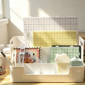 L67 Desktop Storage Box Plastic Organizer for Stationery Perler Beads Jewelry Office Home L