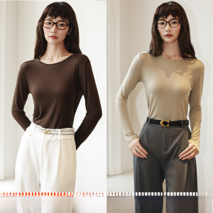 miiow | Womens Wool Long Sleeve Base Shirt Commute Style Inner Wear Slim Fit Round Neck T-Shirt Commute Autumn Top MiiOW Cat Person
