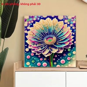 Bộ Tranh Kim Cương Họa Tiết Hoa 2D/phẳng 1 Kim Cương Tròn & Hình Dạng Đặc Biệt Chất Liệu Vải Không Khung Dành Cho Người Mới Bắt Đầu Quà Tặng Người Lớn