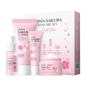 Bộ Chăm Sóc Da LAIKOU Sakura Dành Cho Nữ Gồm 4 Món: Sữa Rửa Mặt Kem Dưỡng Mặt Tinh Chất Và Kem Dưỡng Mắt.