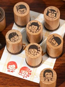 Cute Cartoon Everyday Design Wooden Stamp Set