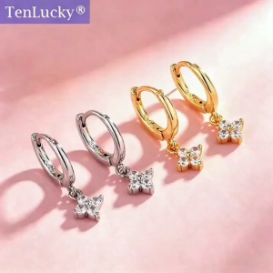 TenLucky 925 Silver Needle Flower Earrings for Women Womens Fashion Exquisite High-end Ear Buckles for Daily Party Wear