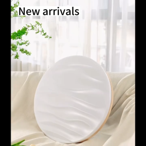 LED Tri Color Ceiling Light With Remote Control Dimmable Wood LED Flush Mount Acrylic Matte Lamp for Living Room Bedroom Laundry Room