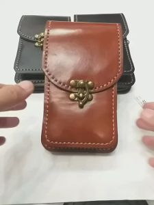 กระเป๋าใส่โทรศัพท์ +เอนกประสงค์ 1 ช่องซิปหน้า แบบร้อยเข็มขัด ขนาด 9x17x1.5 ซม จอ 6.7 นิ้ว ใส่สบาย ๆ หนังแท้ทั้งใบ