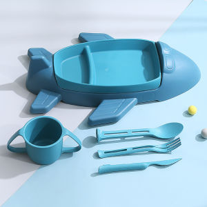 Baetsie | Children Car Dish Set Wheat Straw Material Food Grade Cartoon Cute Compartment Plate