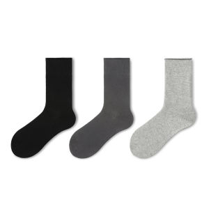 Tất Nữ Mùa Xuân Thu Dài Đến Bắp Chân Màu Xám Đen Trắng Cổ Điển Thường Ngày Thấm Hút Mồ Hôi Bằng Cotton Pha Nylon