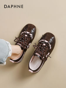 Daphne Ballet Flat Sports Casual Shoes Womens New 2025 Brown Pink Ultra Popular Flat Bottom Comfortable Fashion Retro Style