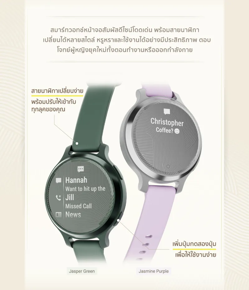 Garmin Lily 2 Active Series นาฬิกาสมาร์ทวอทช์ระบบ GPS รับประกันศูนย์ไทย 2 ปี