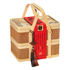 Chinese Style Double Layer Large Size Bamboo Woven Gift Box New Year Christmas Present Box Moon Cake Packaging Box Empty Box
