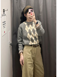 YUEZHONGWEI | Retro Fair Isle Knit Sweater for Women