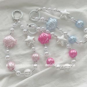 INS Fahsion Pearl Beaded Phone Wrist Strap Anti-lost Portable Keychain Backpack Pendant Airbuds Decorate Strap Lanyard for Women