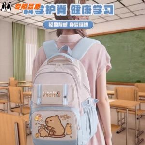 กระเป๋าเป้สะพายหลังนักเรียนมัธยมปลายสำหรับเด็กผู้หญิง ความจุขนาดใหญ่ น้ำหนักเบา กระเป๋าเป้สะพายหลังสำหรับเด็กนักเรียนระดับมัธยมต้น