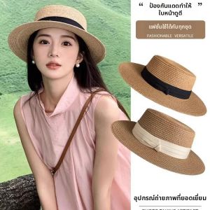 Women Large Fit Flat Brim Sun Protection Straw Hat