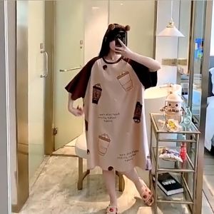 MURHOL Baju Daster Pendek Besar Wanita Baju Tidur Lengan Pendek Motif Karakter Baju Rumahan Halus