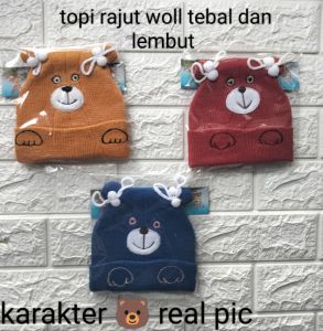 topi bayi rajut woll tebal dan lembut