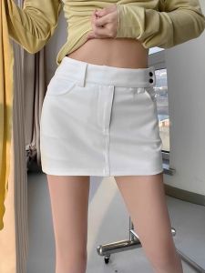 Business Womens High Waist A-Line Mini Skirt Elastic Bodycon Skirt Anti-Light Casual Polyester Fiber Zipper Design Short Skirt