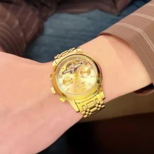 OLEVS | OLEVS 6607 Nam Cao Cấp Đồng Hồ Skeleton Chuyển Động Cơ Học Tự Động Chống Thấm Nước Dây Thép Không Gỉ Dạ Quang Tay Mặt Số Tròn