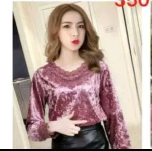 Atasan bludru renda mutiara size L ld 92-105cm