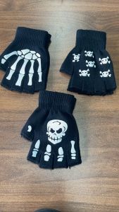 Adult Horrible Full Finger Gloves Unique Half-finger Gloves Party Halloween Luminous Mittens Hand Bone Warmer Male Skull Female Skeleton Fashion Accessories
