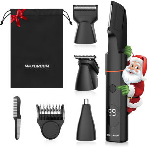 MAXGROOM Body Hair Trimmer Kit for Men Pubic Shaver Hair Nose Beard Trimmer Electric IPX6 Waterproof Groin 4 in 1 Shaver for Man