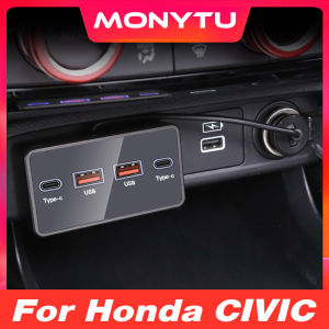 For 11th Honda Civic FE 2023-2025 USB Type-C Car Splitter Adapter Fast Charger Shunt Hub Docking Station Interior Accessories