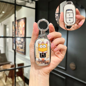 กระเป๋าใส่กุญแจรถยนต์ Honda Civic สำหรับผู้หญิง วัสดุ TPU ลายการ์ตูน เข้ากันได้กับ Honda CR-V HR-V Pilot Fit