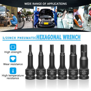 Impact Hex Key Socket Bit H5-H14 5MM 6MM 8MM 10MM 12MM 14MM CR-MO Steel 1/2" DR Hex Drive Bit Impact Hex Bit