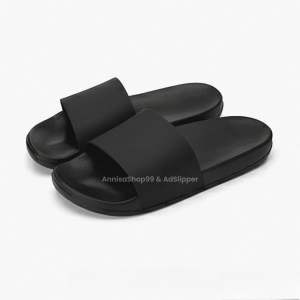 AdSlipper . HITAM POLOS SHB . Sandal Slop Slip On Distro Casual Pria Wanita Dewasa