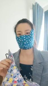 5 cái Khẩu trang vải 3 lớp có tai che thái dương chống nắng họa tiết hoa nhí