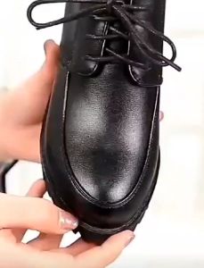 Single Shoes Women's High Heel British Lace-Up Small Leather Women Korean Version Style Thick Heel