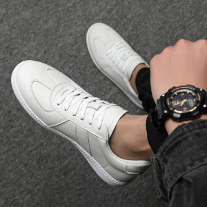 Mens Casual Low-Top Sneakers Soft Leather Breathable Sports Shoes Fashionable Versatile Comfortable round Toe Rubber Outsole