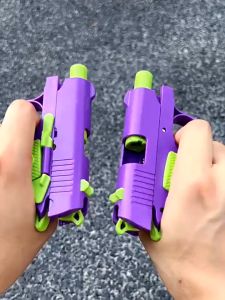 Childrens 3D mini toy gun 3D printing mini model stress relieving toys boys manual toy pistol fireless rubber band launcher collection gift anti-gravity popular creative fun carrot Toys