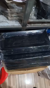 Đĩa hình chữ nhật màu đen MELAMINE để thịt nướng BBQ trang trí thức ăn bàn tiệc đủ size