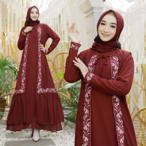 SIGAWA-(COD) Gamis Wanita Rompi Misah Terbaru Bahan Full Ceruty Mix Bordir Tengah Dan Tangan
