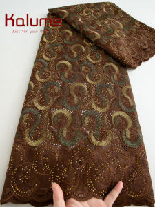 Kalume 2025 New Cotton Lace High Quality African Lace Fabric Swiss Voile Lace Cotton Fabrics for Sewing Women Dress Suit F4478