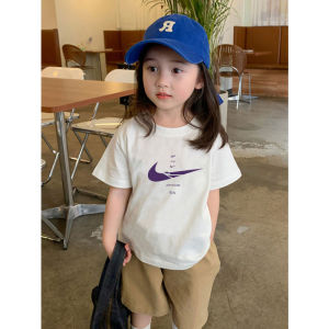 Boys and Girls Trendy Pure Cotton Short Sleeve T-Shirt Children Teens Babies 2024 Summer Western Style Leisure Sports Half Sleeve Tops