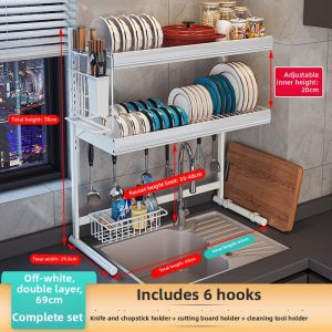 Adjustable Dish Draining Storage Rack