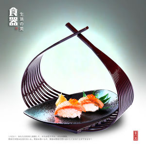 Portable Plastic Fruit Basket Snack Sushi Sashimi Basket Fried Food Tray Dessert Container Japanese Style Kitchenware