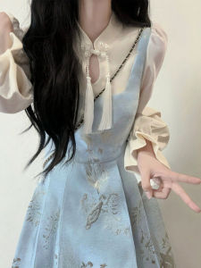 CHANGTONG | French Style Hollow Out Waist Slimming Floral Dress