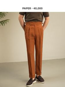 Light & Breathable 100 Pure Linen Summer Casual Trousers High Waist