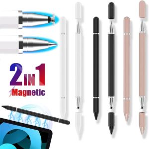 Universal 2 In 1 Magnetic Capacitive Stylus Tablet Pen Double-head Touch Screen Drawing Writing Pencil for Apple IPhone IPad Samsung