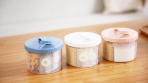 Portable Baby Food Storage Box Infant Milk Powder Organizer Container for Milk Powder Storage Organizer 4 Grid Baby Formula Dispenser Portable Milk Powder Container Storage Essential Cereal Boxes Toddle Baby Snack Food Storage Box